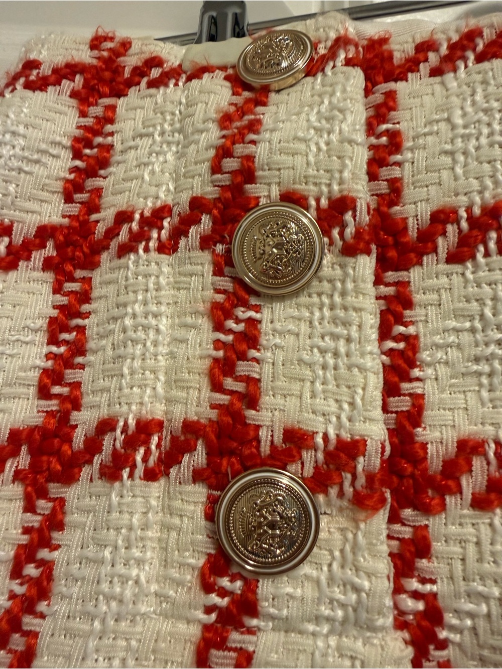 NWT Ann Taylor Red and White Plaid Tweed Mini Skirt - Picture 5 of 8